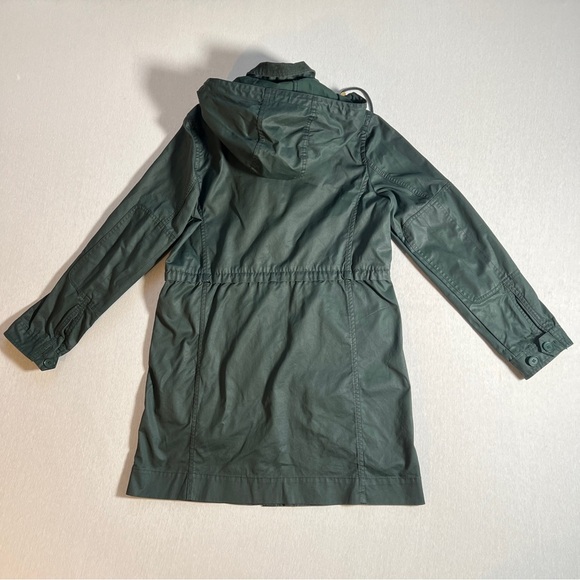 J Crew Downtown Long Utility Waxed Field Jacket w/ Hood in Green Corduroy, Small - Picture 3 of 10